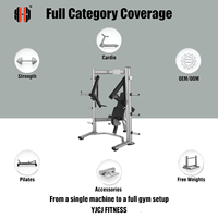 Banc de musculation à poussée descendante avec charge de plaques, bras indépendants, dossier rembourré, supports de poids et cadre double vertical pour équipement de salle de sport commercial