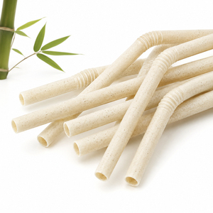 Compostable Food Grade Flexible Drink Straw Disposable Custom Logo Bamboo Straws For Wedding Party Picnic Cold Brew Drinks - Product Image 2