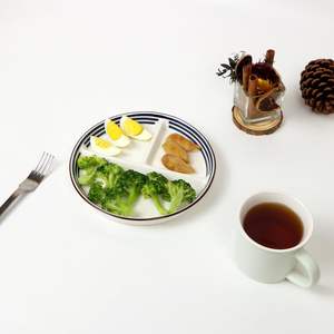 Placa de control de porciones de cerámica de 8 pulgadas, equilibrio de comidas saludables, placa divisoria de <span class=keywords><strong>dieta</strong></span> para adultos, diabetes y dietas bariátricas - Product Image 2