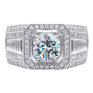 Anillo de Moissanita de Plata de Ley S925 para Hombre, de Lujo, con Cuatro Garras, Elegante, en Oro Blanco, Joyería Fina para Hombre, Venta al Por Mayor - Product Image 3