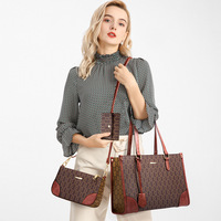 Conjunto de Bolsos de Mano para Mujer al por Mayor, Estilo Retro 3 en 1 con Estampado de Monograma, Multifuncional para el Trabajo y Uso Diario