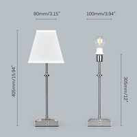 Lampe de table LED rechargeable sans fil de style français moderne, base métallique, abat-jour en tissu, design simple pour hôtel