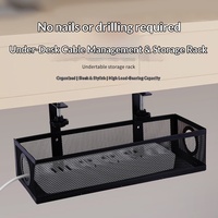 Organisateur de câbles en fonte pour sous-bureau, rétractable, sans perçage, support de rangement pour multiprises, fente de rangement, fixation par pince de bureau SN-U03