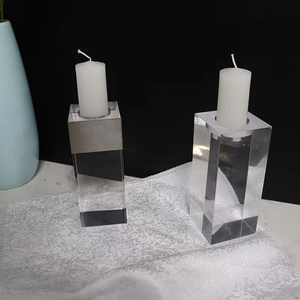 Portavelas de acrílico, portavelas cuboide de cristal, portavelas de cubo de cristal cuadrado transparente para decoración del <span class=keywords><strong>hogar</strong></span> - Product Image 5