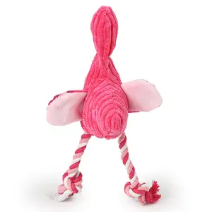 Игрушка для животных, пищалка, плюшевая Жевательная веревка с фламинго, розовые игрушки для собак