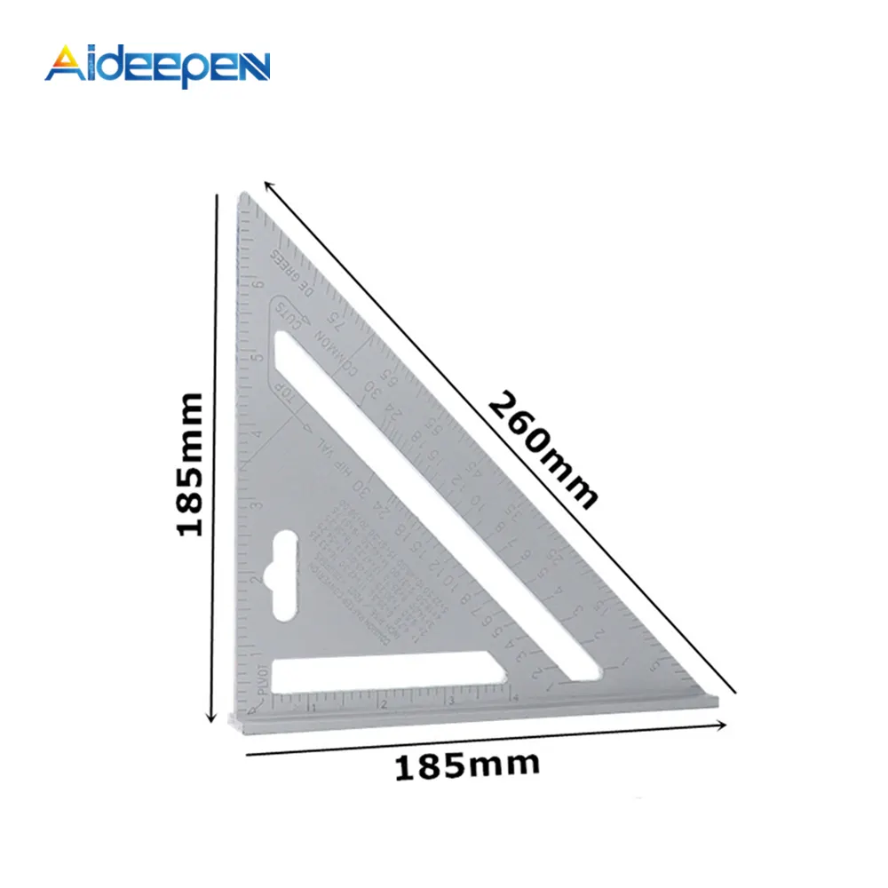 Triangle Ruler 7 Inch Measurement Tool Aluminium Alloy Carpenter Tools Inch Metric Angle Ruler Speed Square Woodworking Tools