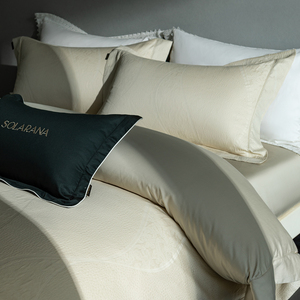 Ensemble de literie de haute qualité en <span class=keywords><strong>coton</strong></span> blanc 100% jacquard, <span class=keywords><strong>drap</strong></span>-<span class=keywords><strong>housse</strong></span> et <span class=keywords><strong>drap</strong></span> plat, taies d'oreiller design - Product Image 5