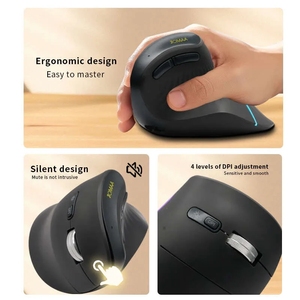 JOMAA RGB Wireless Rechargeable <b>Keyboard</b> and Mouse Aluminum Alloy Full Size USB Silent Click <b>Keyboard</b> Ergonomic Vertical Mouse - Product Image 6