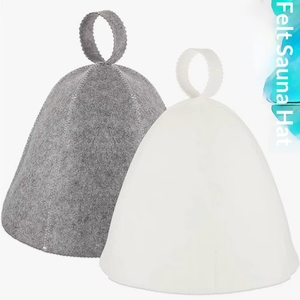 Bonnet de douche en <span class=keywords><strong>feutre</strong></span> de laine de haute qualité, blanc, pour salle de bain et sauna, avec ventouse, personnalisable, logo brodé, achat en gros pour marques. - Product Image 6