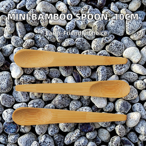 Cuillère en bambou jetable écologique moderne de 10 cm, petite taille, idéale pour les fêtes, pour la crème glacée et les poudres - Product Image 2