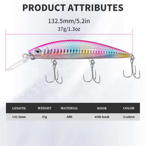 Vente en gros d'appâts durs en plastique ABS de haute simulation coulant leurre de pêche artificiel Pesca Minnow 132.5mm 37g pour bar - Product Image 2