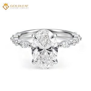 Goldleafgem Custom Oval Cut 10k Gold Plated D Lab-Grown Diamond Engagement <b>Ring</b> Fine Wedding <b>Ring</b> IGI Certified - Product Image 1