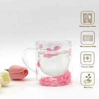 Tasse à café en verre à double paroi isolée en borosilicate de 250ml avec fleurs sèches