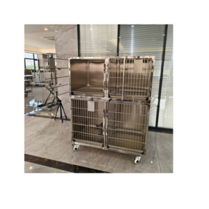 Cage <span class=keywords><strong>pour</strong></span> chien robuste en acier inoxydable 304 avec double porte en métal solide <span class=keywords><strong>pour</strong></span> chiens moyens et grands <span class=keywords><strong>pour</strong></span> hôpital <span class=keywords><strong>pour</strong></span> animaux de compagnie - Product Image 3