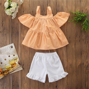 Las niñas de algodón de moda Top con volantes pantalones cortos lindo bebé Europa y los Estados Unidos versión chica traje - Product Image 2