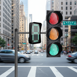 ソーラー式信号機 防水 セマフォロ 300mm 歩行者安全灯 セグメント式ランプポール LED交通信号灯 - Product Image 1