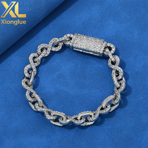 Collar de Cadena Cubana de 8mm con Circonitas, Cierre Abatible, Diseño de Una Hilera de Diamantes en Forma de 8, Joyería Fina Hip Hop - Product Image 6
