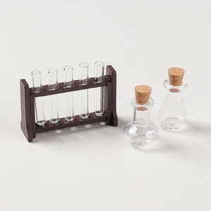 BThc Mini Juego de Soporte para Tubos de Ensayo y Vasos Medidores de Vidrio de Simulación, Accesorio de Escena Experimental en Miniatura, Modelo Complementario - Product Image 4