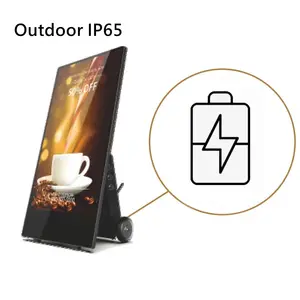 IP65 Wasserdichtes Design 43 "Batterie betriebene Werbe spielgeräte für den Außenbereich mit hoher Helligkeit Tragbarer Digital Signage-Kiosk