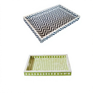 Elegantes Bandejas Decorativas Hechas a Mano con Incrustaciones de Hueso, Ecológicas, Duraderas, para el Hogar, Catering, Hotel, Restaurante, Bodas y Fiestas - Product Image 3