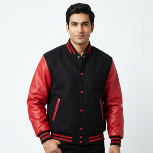 Ventes en gros de vestes de baseball pour hommes 100% coton, logo personnalisé brodé, veste universitaire, taille plus pour homme, service OEM - Product Image 1