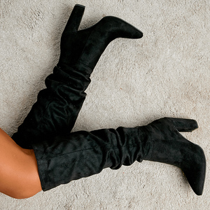 Suede Leather Western Style Botas De Tacon Fall Winter Knee High Fashion Woman <b>Boots</b> 2025 - Product Image 6