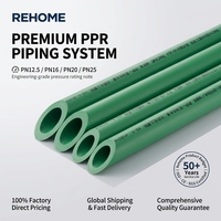 Tuyau d'alimentation en eau froide et chaude sans plomb REHOME PN20 1/2 pouce 3/4 pouce 1 pouce Tuyau PPR vert pour la plomberie de la maison et de l'appartement