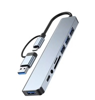 Adaptateur USB Type-C 8 en 1, convertisseur USB, répartiteur, hub USB, station d'accueil, lecteur de carte multifonctionnel pour ordinateur