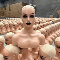 Tête de mannequin femme réaliste avec buste de tête de mannequin d'affichage d'épaule pour perruques maquillage accessoires de beauté affichage