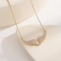 X0171 collier d'ailes d'ange américain européen pour femmes pendentif en cuivre incrusté de Zircon haut de gamme de luxe léger