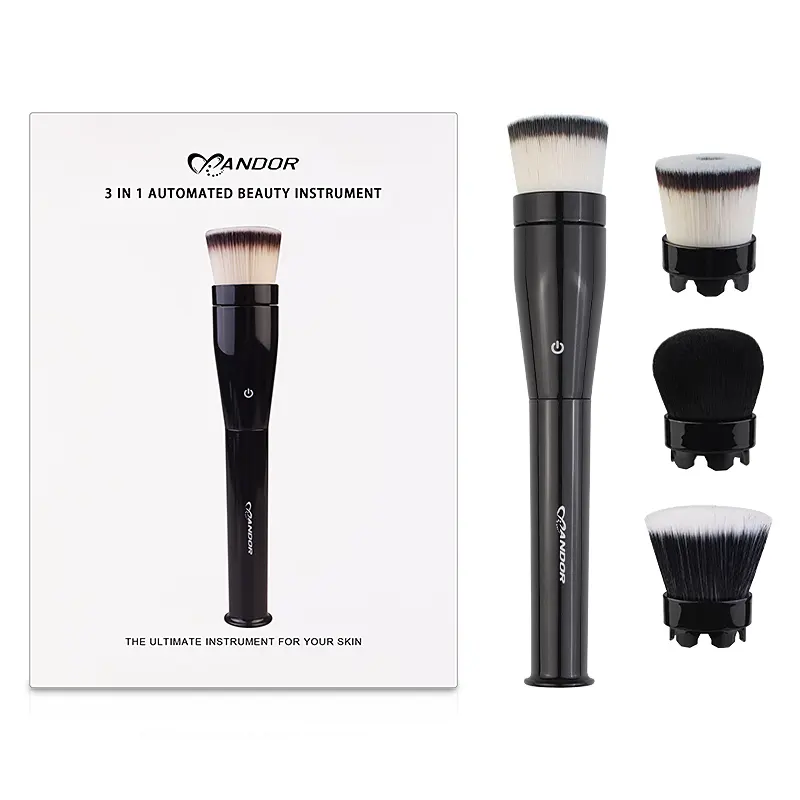 Top-high quality 3 in 1patent design rotating electric beauty instrument private label brush multifunctional makeup brush set