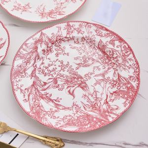 Vente en gros de services de vaisselle en porcelaine fine à motif floral de style européen, 3 pièces, pour usage domestique - Product Image 6