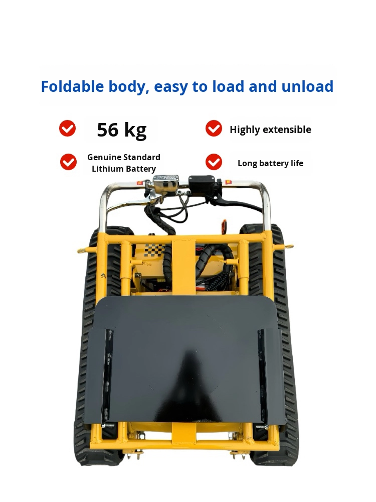 Wide-Track Foldable Electric Stair Climber Cart with Rubber Wheels Maneuverable Transport Tool for Storage & Shopping Farm Work