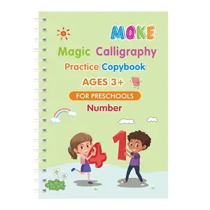Venta al por mayor escritura a mano mágica Seguimiento de libros de trabajo práctica pluma mágica ranuras reutilizables plantilla diseño cuaderno para niños