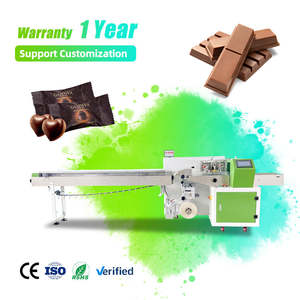 Máquina automática de envasado de flujo con dosificador de polvo de 1 kg para pan tostado, cupcakes, paletas, caramelos duros y sellado de envases tipo cinta. - Product Image 1