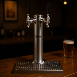 Kit de torre dispensadora de cerveza Vevor de doble grifo de acero inoxidable con bandeja de goteo para dispensar cerveza en casa - Product Image 2