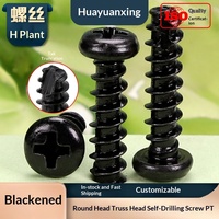 Sekrup Self-Tapping Kepala Bulat Slot Silang Hitam Teroksidasi PT, Sekrup Self-Tapping Ekor Datar Grosir Metrik M2/M3/M4