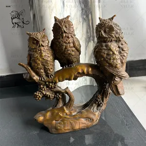 BLVE斑点商品室内家居装饰金属铸造动物雕像小型青铜黄铜猫头鹰雕塑