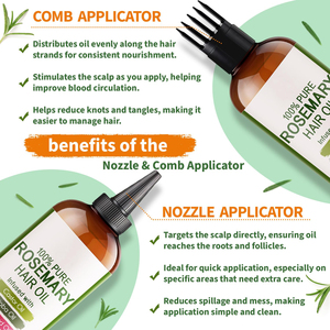 Huile de romarin 100% pure pour les cheveux - Huile capillaire à la romarin avec biotine, babata, jojoba et huile de ricin pour cheveux abîmés, hydrate le cuir chevelu - Product Image 5