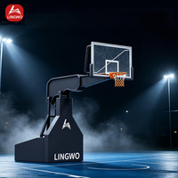 Système de panier de basket personnalisé avec logo, paniers réglables en hauteur et panneau arrière en verre trempé, pour terrain extérieur de 10 pieds