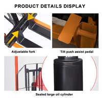 Apilador Manual Hidráulico de 500 kg y 1.5 m, Mini Apilador de Paletas Portátil para Uso en Almacenes, Talleres y Garajes, para Carga y Descarga