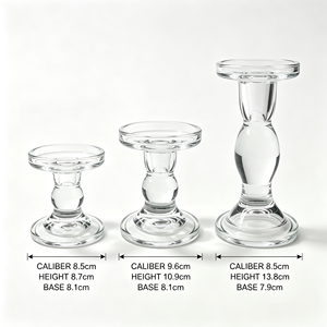 Porte-bougie vintage en verre transparent, base ronde, pour bougies pilier et chauffe-plat, ornement <span class=keywords><strong>de</strong></span> table <span class=keywords><strong>de</strong></span> salon - Product Image 2