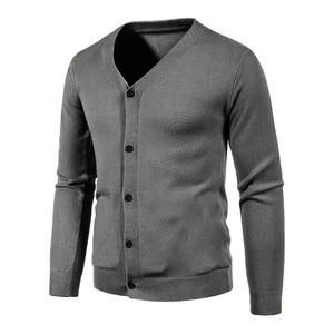 Colección Otoño Invierno ODM, Cárdigan de Lana Casual para Hombre, Talla Grande, Cuello en V, Color Sólido, Abrigo Ajustado con Botones Bordados - Product Image 2