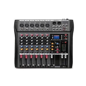 Mixer Radio 6 Kanal Audio Digital, Mixer Audio USB Profesional Audio Mixer Consoler