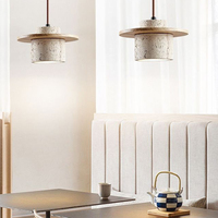 Lustre de salle à manger jaune Wabi Sabi E27, luminaire suspendu cylindrique en pierre pour hôtel, maison, gîte, bar