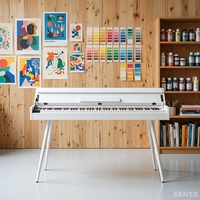 B 105 Upright Cover Digital Piano 88 Key Graded Hammer Weighted Keyboard Metal Legs Triple Pedal Bluetooth for Exam