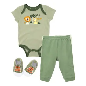 गर्मियों में नवजात शिशु लड़का कपड़े 3Pcs/सेट पंत पिछलग्गू के साथ Romper जूते छुट्टी बच्चे पहनते 1-12Month बच्चे rompers ST0818025