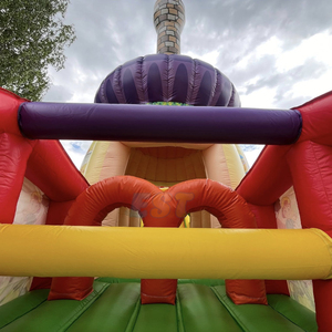 <span class=keywords><strong>Grand</strong></span> <span class=keywords><strong>château</strong></span> gonflable commercial en PVC en forme de champignon avec parcours d'obstacles et toboggan pour enfants - Product Image 3