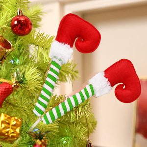 Adornos Colgantes de PVC y Papel Hechos a Mano para Decoración de Árboles de Navidad con Forma de Pierna de Elfo, 30x19cm, Venta al por Mayor TC - Product Image 5