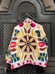Hot Selling Embroidery Floral Print Loose Fit Full Sleeve <b>Jacket</b> with Mandarin Collar Casual Wear for Women at Bulk Price - Product Image 3